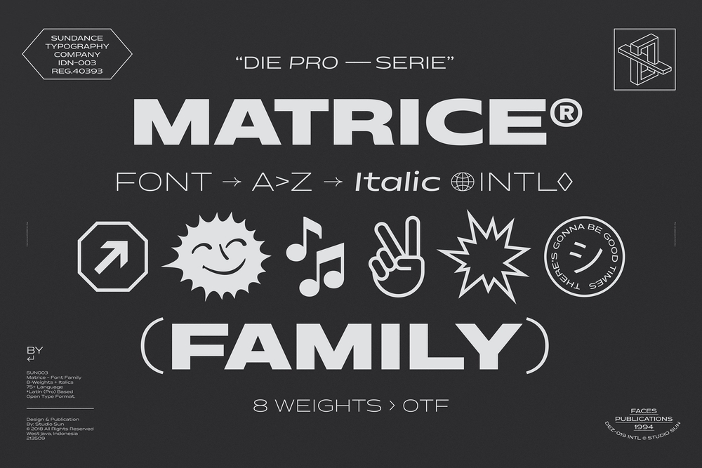 Пример шрифта Matrice